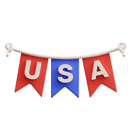 Ornamento de bandeiras dos EUA  3D Icon