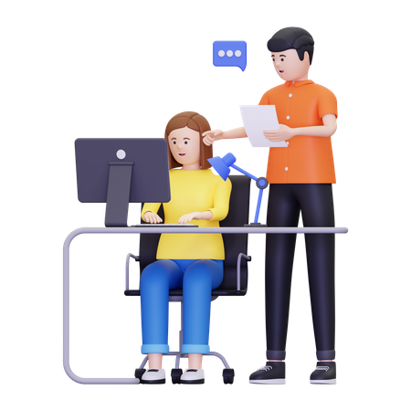 Os funcionários estão discutindo sobre o trabalho  3D Icon
