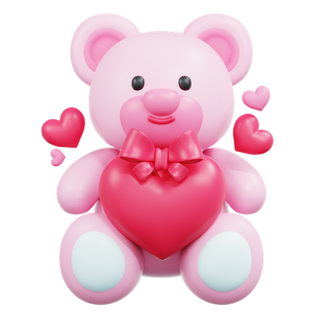 Oso de peluche rosa  3D Icon