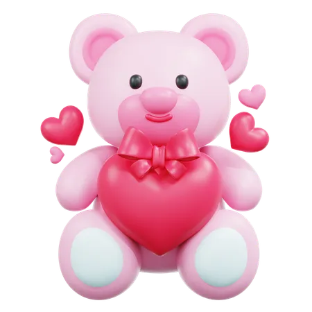 Oso de peluche rosa  3D Icon