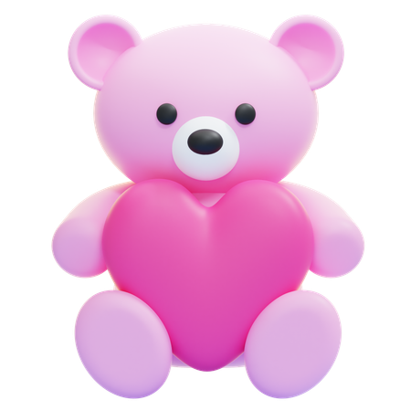 Osito de peluche sosteniendo un corazón  3D Icon