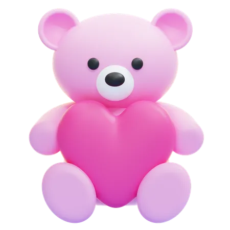 Osito de peluche sosteniendo un corazón  3D Icon