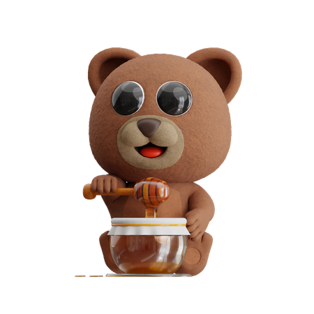 Oso comiendo miel  3D Icon