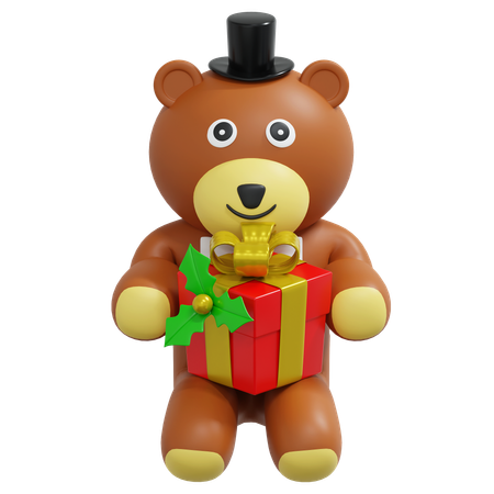 Oso de peluche con regalo  3D Icon