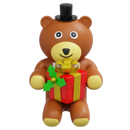 Oso de peluche con regalo  3D Icon