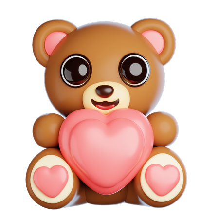 Oso de san valentin con amor  3D Icon