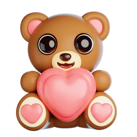 Oso de san valentin con amor  3D Icon