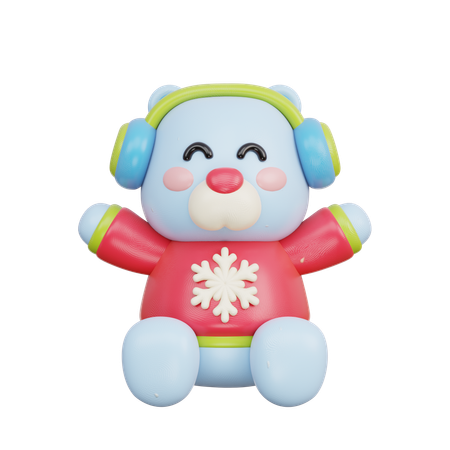 Oso polar con orejera  3D Illustration