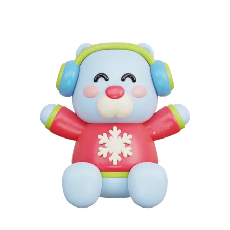 Oso polar con orejera  3D Illustration