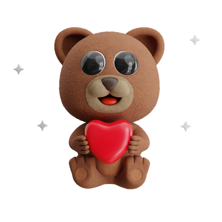 Oso sosteniendo un corazón  3D Icon