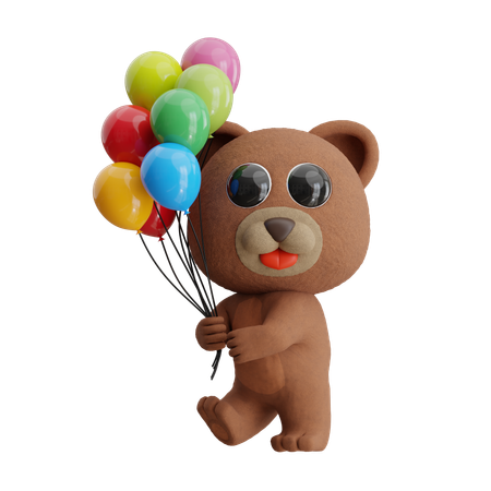 Oso sosteniendo globo  3D Icon