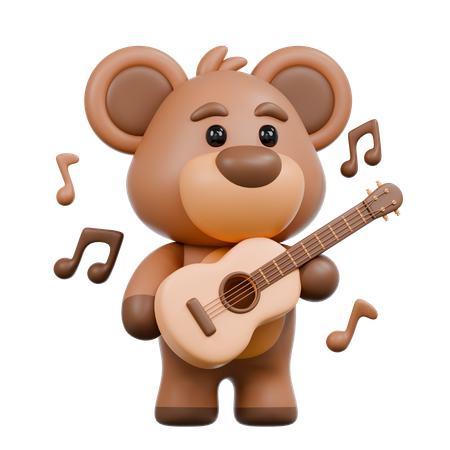 Oso tocando la guitarra  3D Illustration