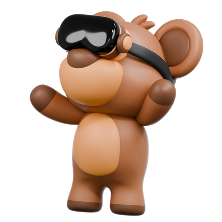 Oso usando gafas de realidad virtual  3D Illustration