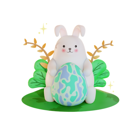 Osterhase mit Eiern  3D Illustration