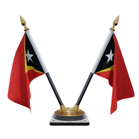 Doppelter Tischflaggenständer für Osttimor  3D Flag