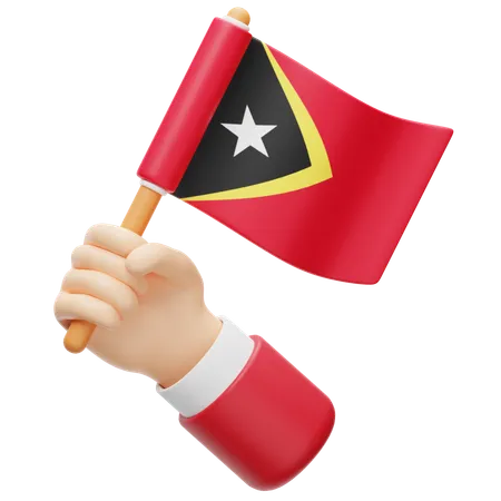 Osttimor Flagge in der Hand  3D Icon