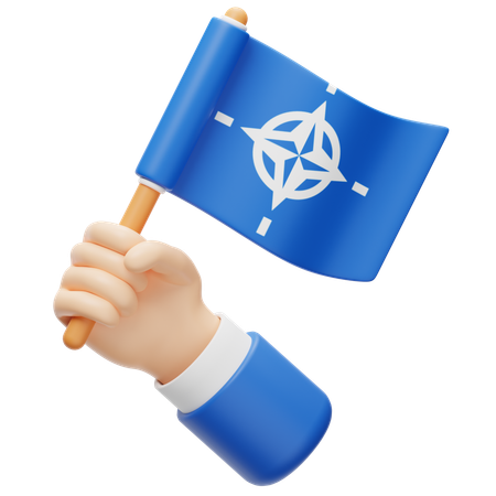 Otan-Flagge in der Hand  3D Icon