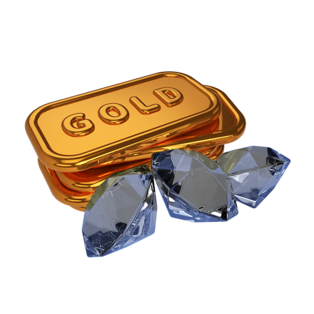 Ouro e diamante  3D Icon