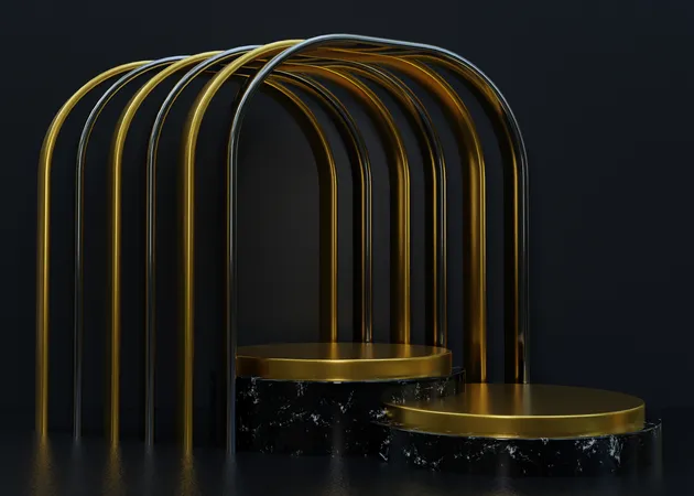 Pódio de luxo preto e dourado  3D Illustration