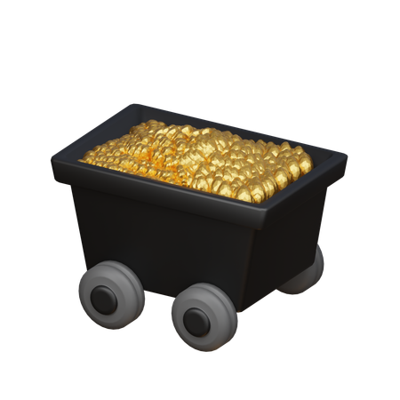 Ouro no carrinho  3D Icon