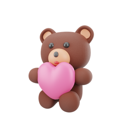 Ours en peluche tenant un coeur  3D Icon