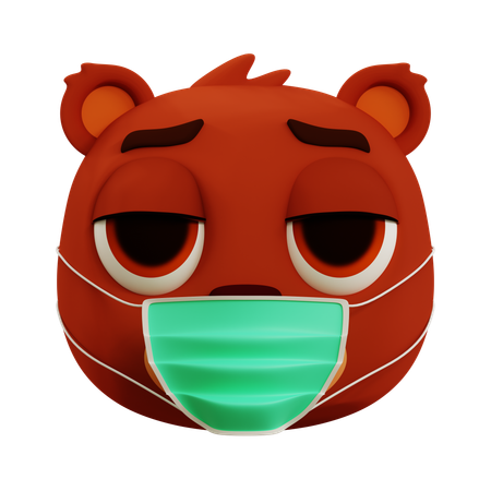 Ours mignon ayant la grippe emoji  3D Icon