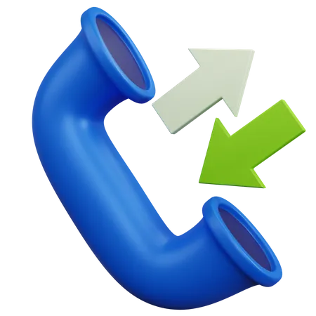 3 D Rendering Blue Call Phone With Green Arrows Isolated 3D Icon
