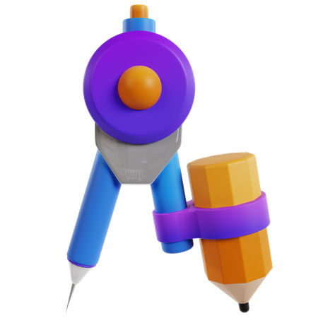 Outil de dessin de boussole colorée  3D Icon