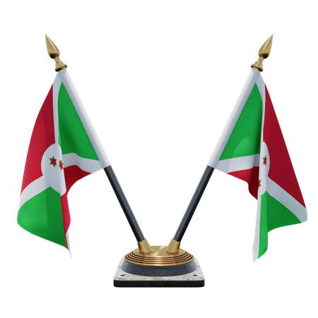 Suporte de bandeira de mesa duplo (V) do Burundi  3D Icon