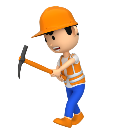 Ouvrier creusant  3D Icon