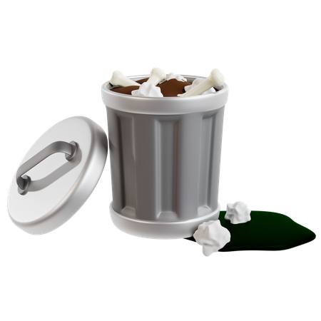 Overflowing Public Trash Bin  3D Icon