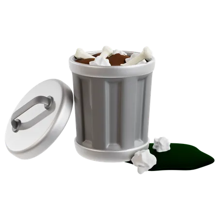 Overflowing Public Trash Bin  3D Icon