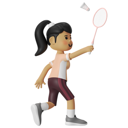 Overhead Backhand Badminton Girl  3D Icon