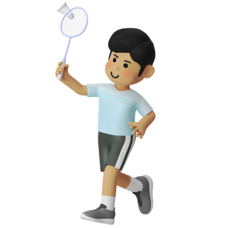 Overhead Badminton Boy  3D Icon