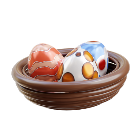 Ovo de páscoa no ninho de pássaro  3D Icon
