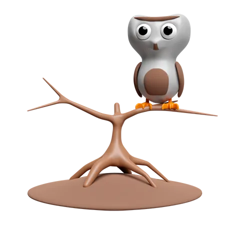 Owl On Dead Tree  3D Icon