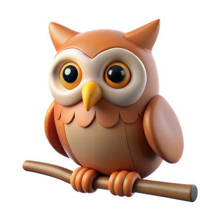 Owl Perched  3D Icon