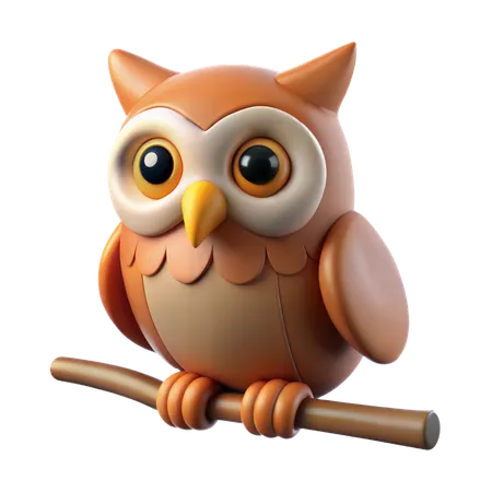 Owl Perched  3D Icon