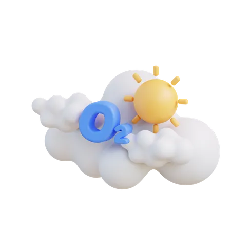 3 D Illustration Of Cloud With Oxygen 3D Icon