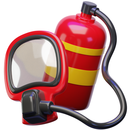 Oxygen Tank With Mask  3D Icon
