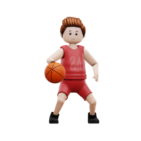 Oy jouant au basket  3D Illustration