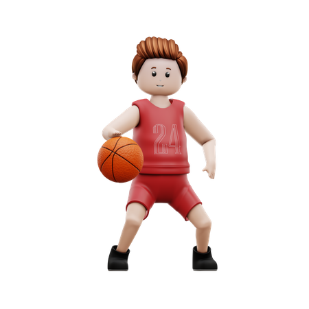 Oy Playing Basketballb  3D Illustration