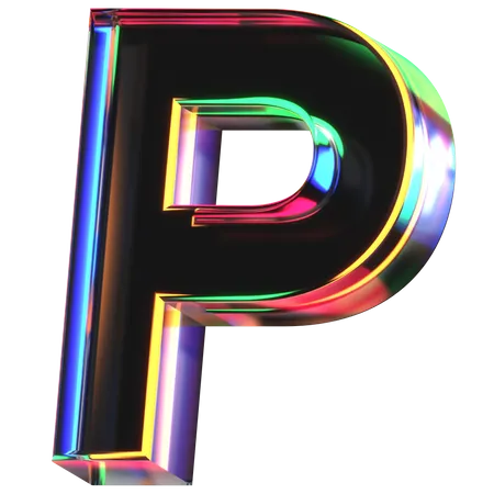 3 D Icon Of A Glass Letter P 3D Icon