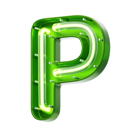 P Letter Shape Neon Text  3D Icon
