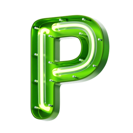 P Letter Shape Neon Text  3D Icon