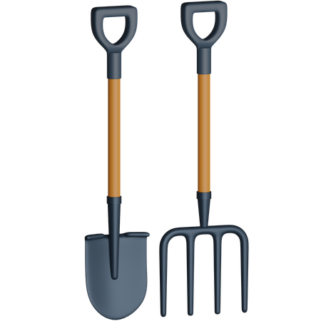 Pá e forcado  3D Icon