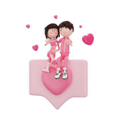 Paar feiert Valentinstag  3D Illustration