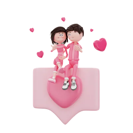 Paar feiert Valentinstag  3D Illustration