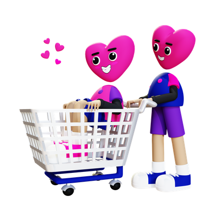 Paar beim Einkaufen  3D Illustration