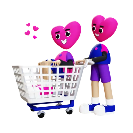 Paar beim Einkaufen  3D Illustration